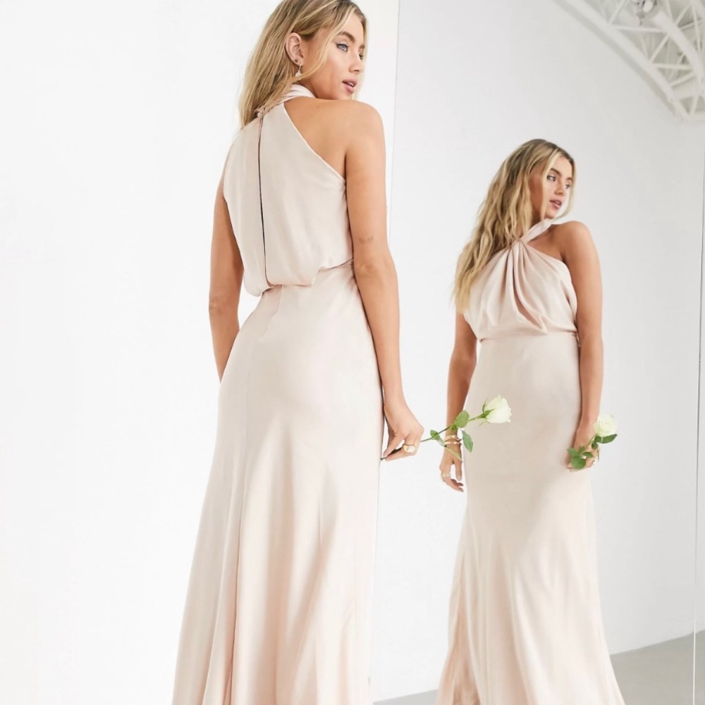 ASOS Satin Ruched Halter Dress